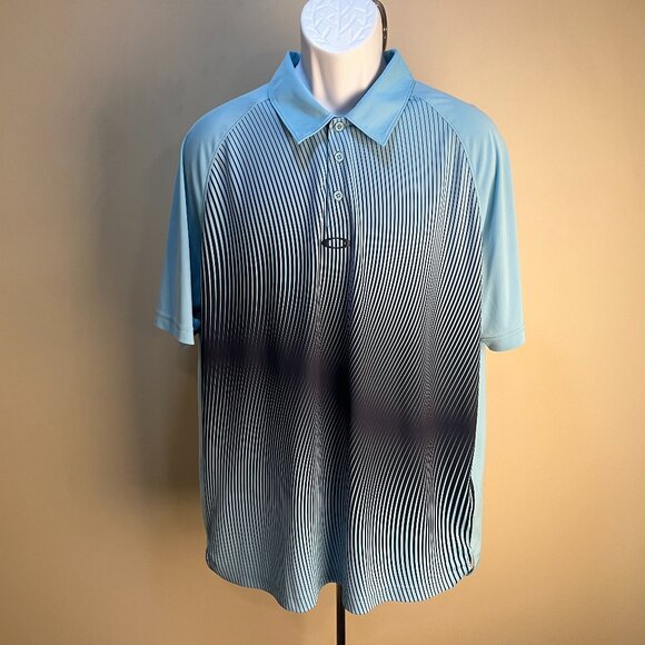 Oakley Golf Men's blue on blue performance short sleeve polo shirt XL EUC - Picture 1 of 6